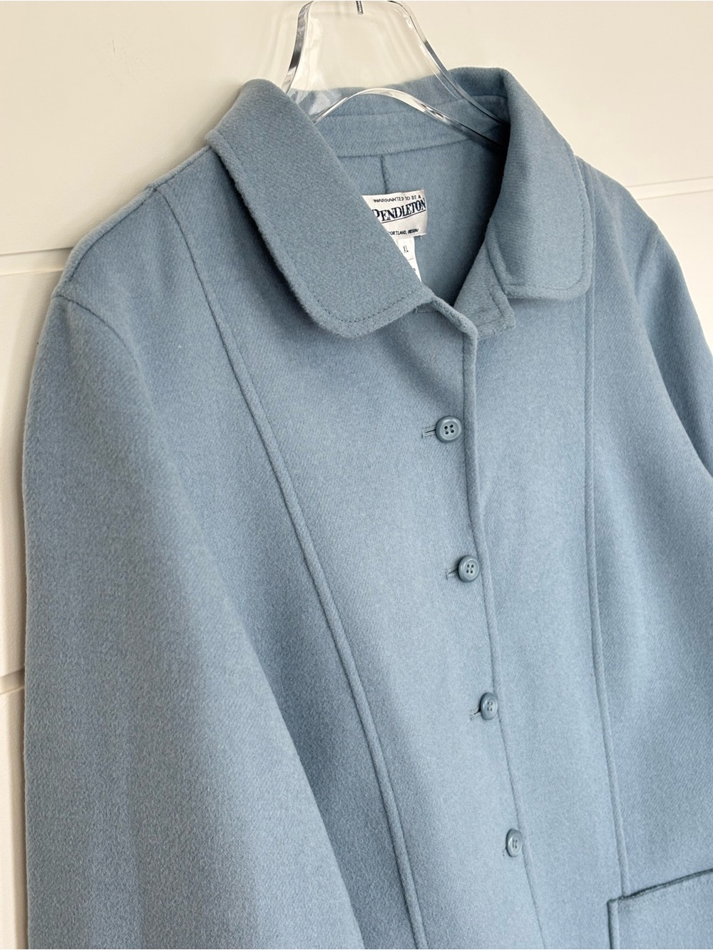 Vintage Pendleton Light Blue Merino Wool Button Front Coat Size Extra Large - Picture 5 of 14